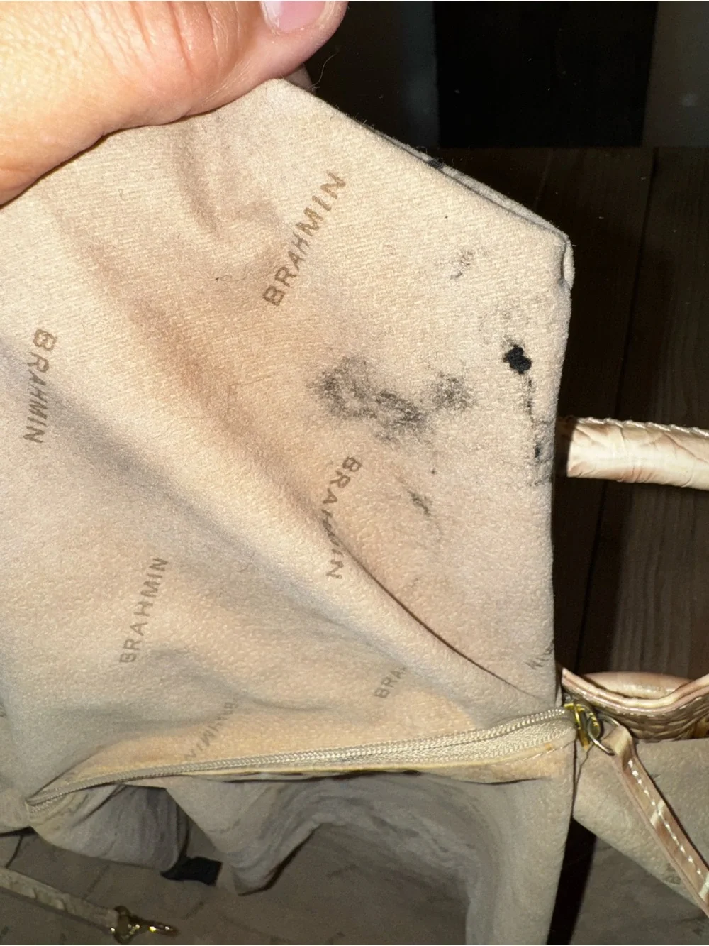 Brahmin Large Duxbury Drawstring Bucket Bag in Parchment Melbourne croc embossed